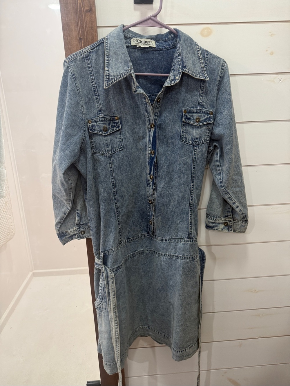 Women's Light Blue Denim Midi Dress